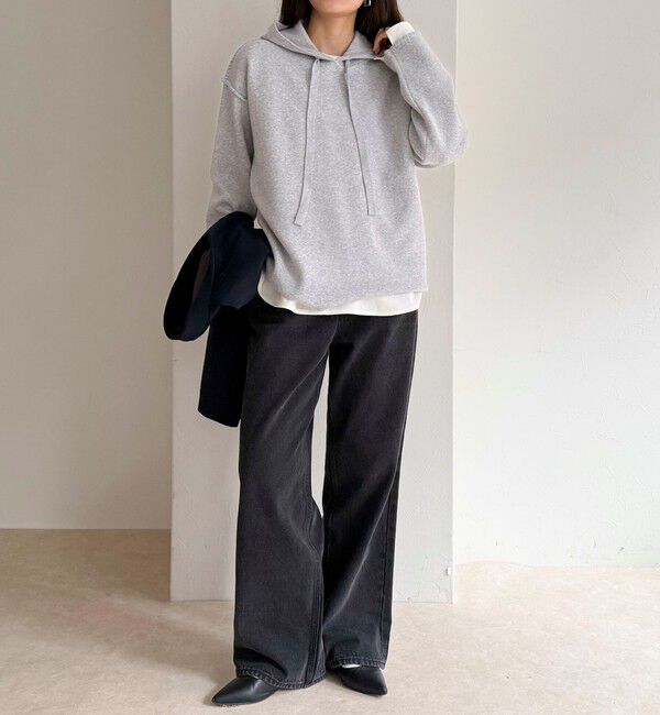 fredy emue「フード付き配色ステッチニットプルオーバー」|ニット・セーター|