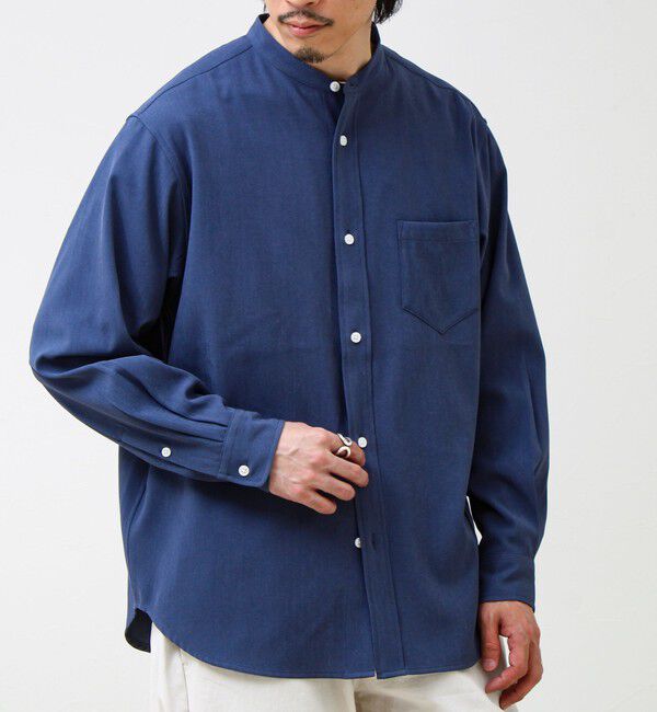 GLOSTER「【きれい見えラク素材】crunchyバンドカラーシャツ」|シャツ・ブラウス|