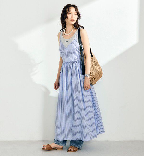 fredy emue「ストライプギャザーキャミワンピース」|ワンピース|ブルー系1