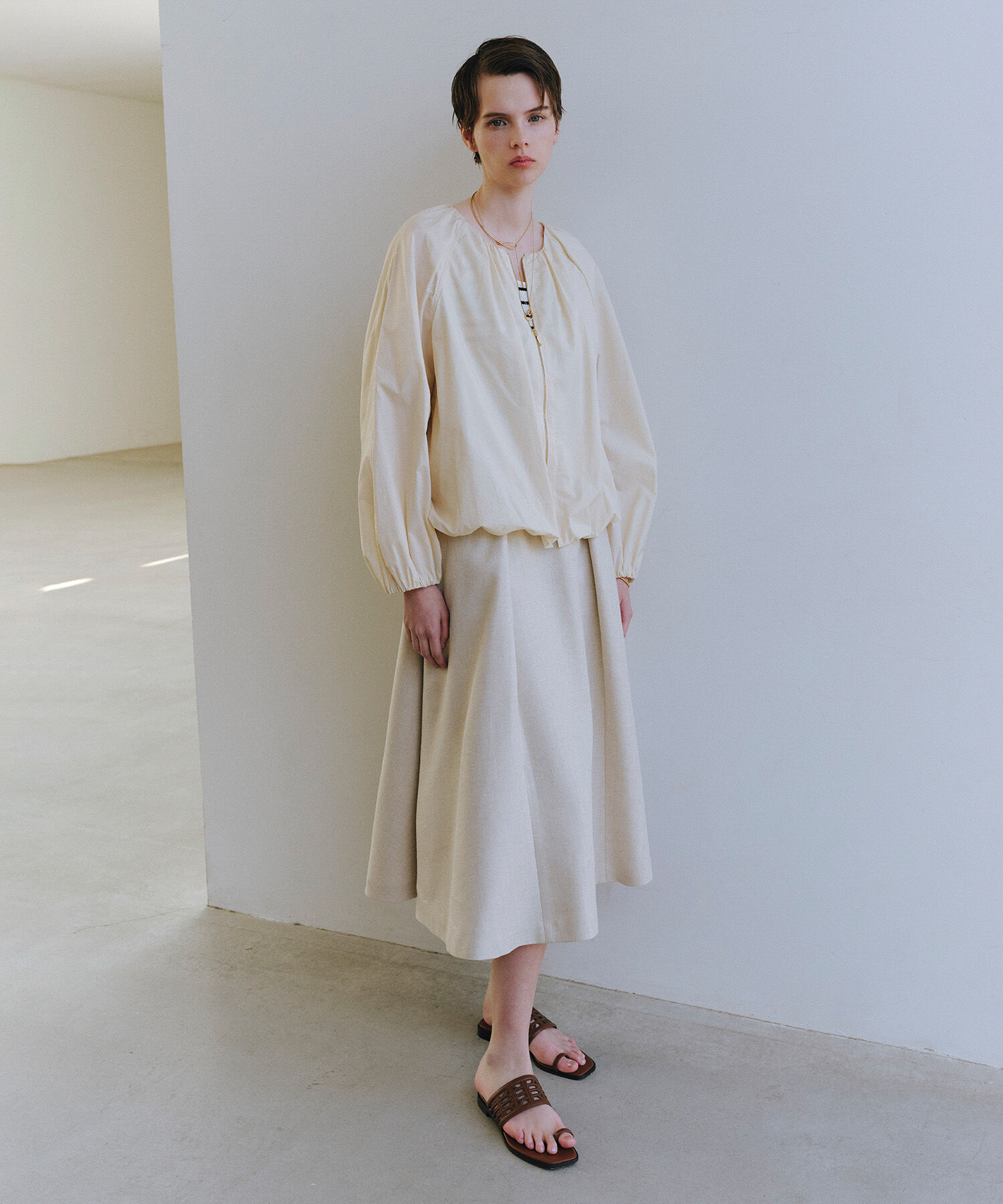 ROPE「フォルムフレアスカート（ラメ/無地）【セットアップ対応】」|スカート|