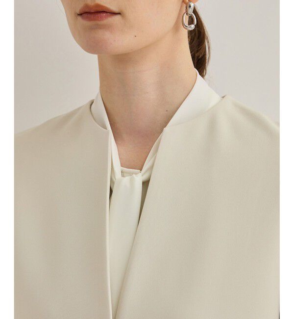 ROPE「トリアセダブルクロスクルーネックジャケット【セレモニー/通勤対応】」|ノーカラージャケット|