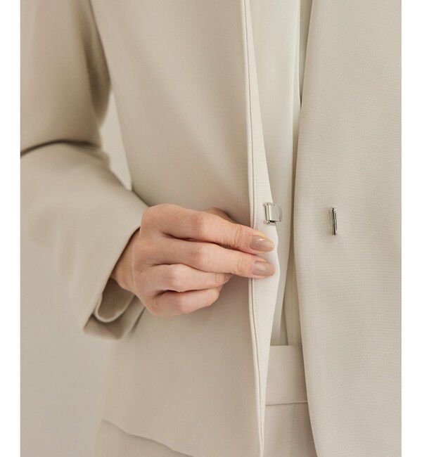 ROPE「トリアセダブルクロスクルーネックジャケット【セレモニー/通勤対応】」|ノーカラージャケット|