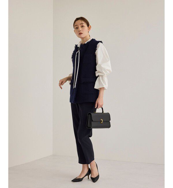 ROPE「シルク混タイプライタースタンドフリルブラウス」|シャツ・ブラウス|