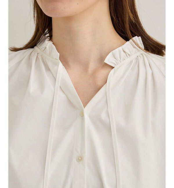 ROPE「シルク混タイプライタースタンドフリルブラウス」|シャツ・ブラウス|