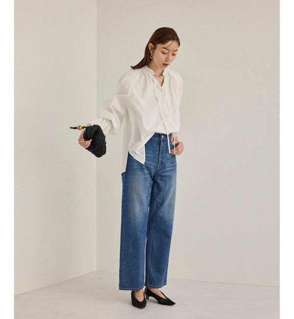 ROPE「シルク混タイプライタースタンドフリルブラウス」|シャツ・ブラウス|