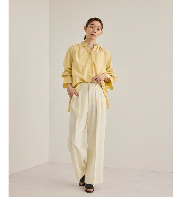 ROPE「シルク混タイプライタースタンドフリルブラウス」|シャツ・ブラウス|