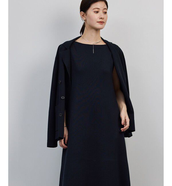 ROPE「シルクコットン総針Aラインワンピース/イージーケア」|ワンピース|ネイビー(40)