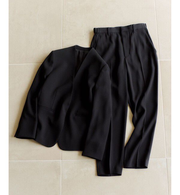 ROPE「トリアセバックサテン ジャケット【オフィス/通勤/セットアップ対応】/洗える」|ノーカラージャケット|