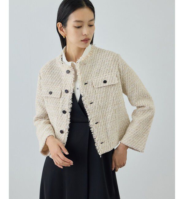 ROPE「【COOHEM(コーヘン)】BASIC TWEED VELVET JACKET」|ノーカラージャケット|