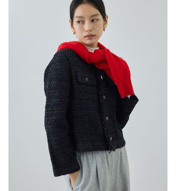 ROPE「【COOHEM(コーヘン)】BASIC TWEED VELVET JACKET」|ノーカラージャケット|