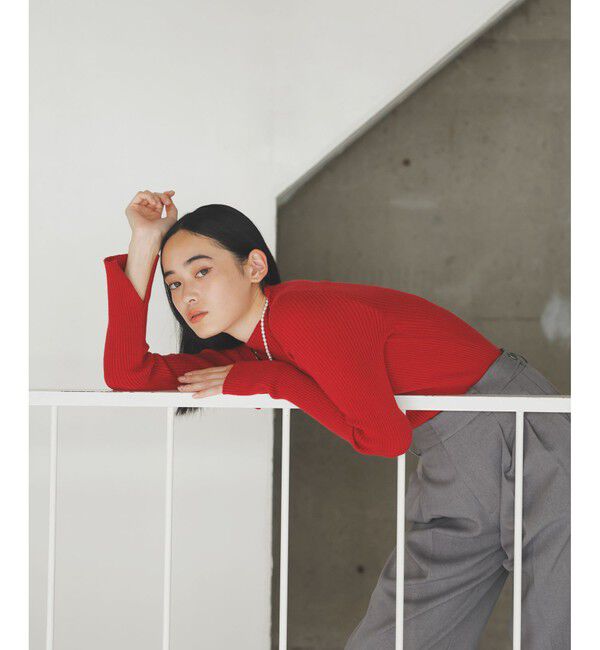 VIS「【新色追加】リブニットプチハイネックプルオーバー【低身長向けサイズ有】」|ニット・セーター|