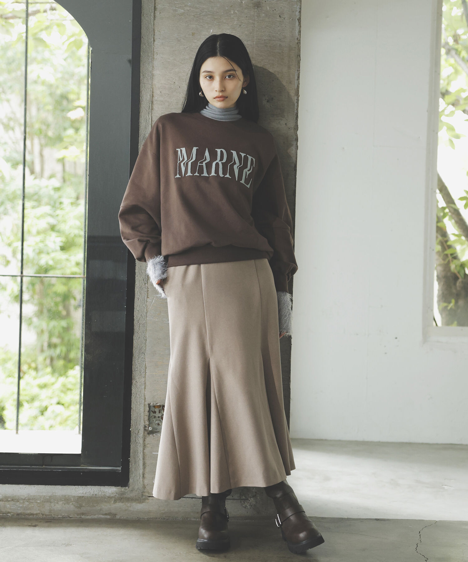 VIS「美easyウーリッシュバックレースアップマーメイドSK」|スカート|