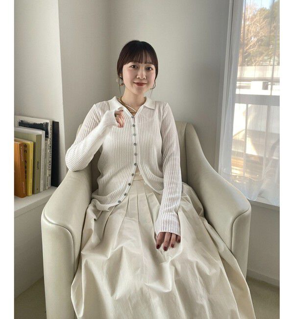 VIS「シアーポロ襟リブカーディガン」|カーディガン|