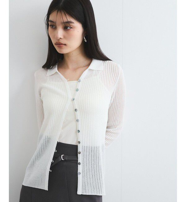 VIS「シアーポロ襟リブカーディガン」|カーディガン|
