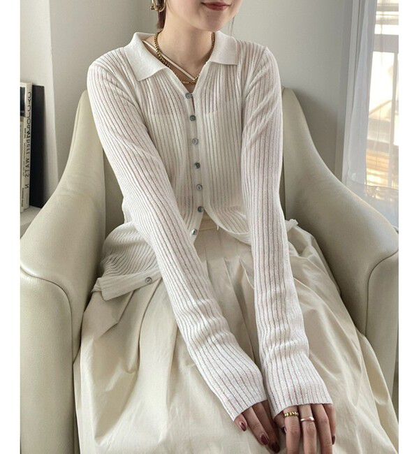 VIS「シアーポロ襟リブカーディガン」|カーディガン|