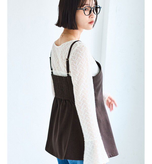 VIS「【美easy】ウーリッシュチュニック丈ビスチェ【セットアップ対応/洗える】」|キャミソール|
