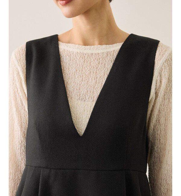 Rope&rsquo;Picnic「【新色追加】レイヤード風ペプラムジャンパースカート」|ワンピース|