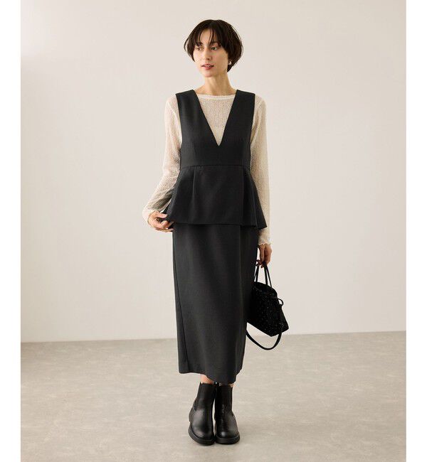 Rope&rsquo;Picnic「【新色追加】レイヤード風ペプラムジャンパースカート」|ワンピース|