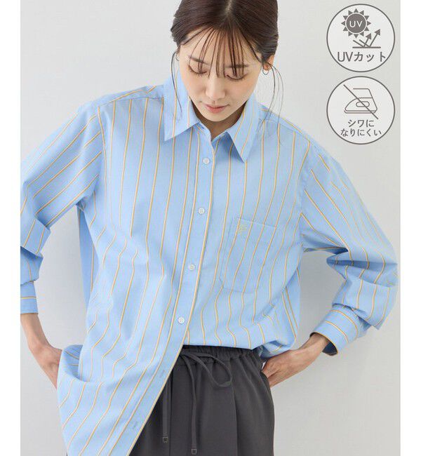 Rope&rsquo;Picnic「【WEB限定カラー】オーセンティックシャツ/UVカット・防シワ」|シャツ・ブラウス|ブルー系(45)