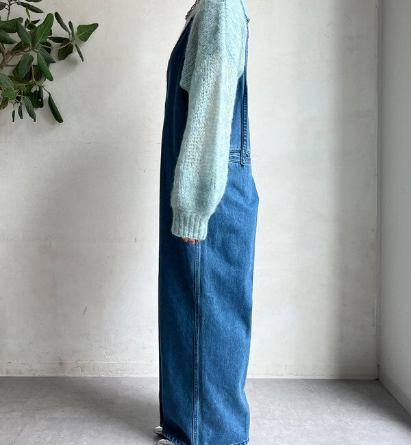  「細紐デニムフロントジップサロペット」|ワンピース|