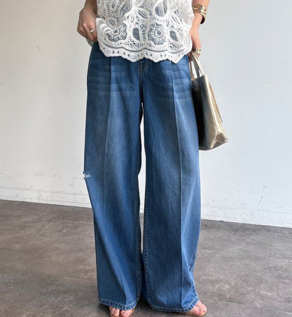  「ダメージワイドデニム」|デニム|