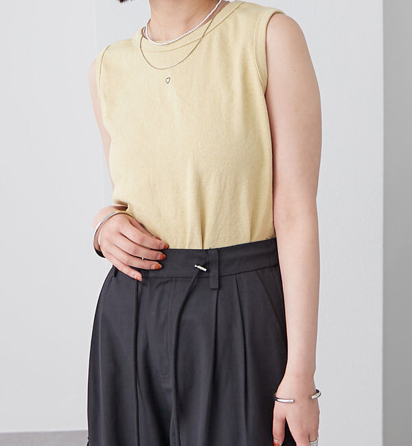  「テレコスリーブレスT」|キャミソール|イエロー