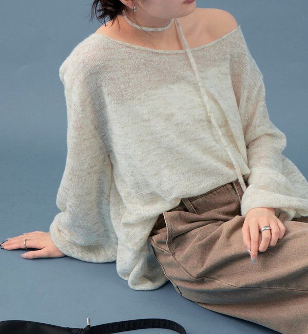  「MIXシアーボートニット」|ニット・セーター|オフホワイト