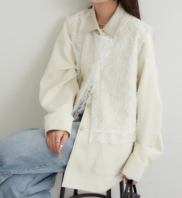  「マルチWAYレースレイヤードジャケット」|その他|アイボリー