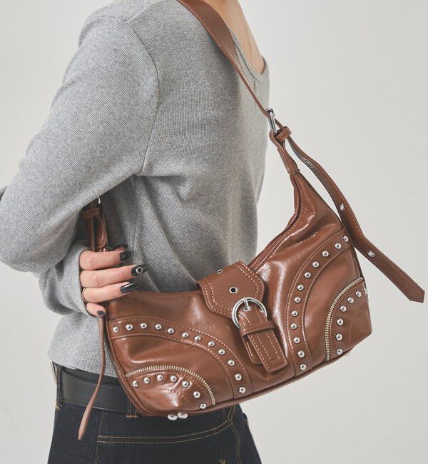  「STUDDED BELT SHOULDER BAG」|ショルダー・メッセンジャー|ブラウン