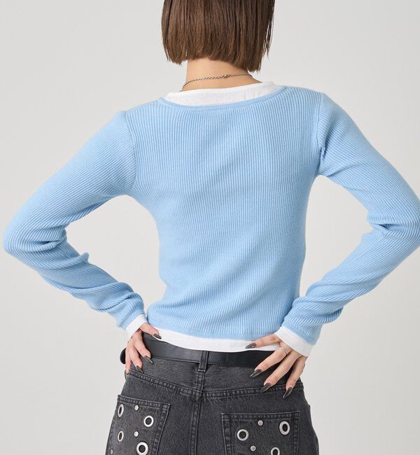  「レイヤードヘンリーニットトップス」|ニット・セーター|