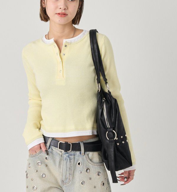  「レイヤードヘンリーニットトップス」|ニット・セーター|