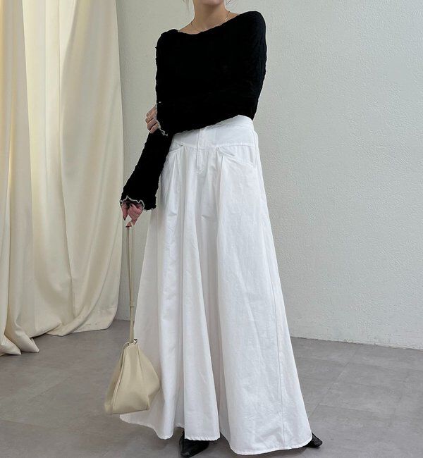  「【低身長サイズあり】切替コットンフレアスカート」|スカート|