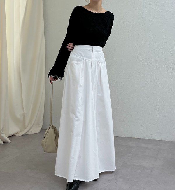  「【低身長サイズあり】切替コットンフレアスカート」|スカート|