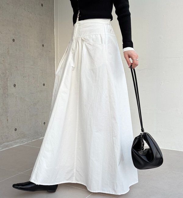  「【低身長サイズあり】切替コットンフレアスカート」|スカート|