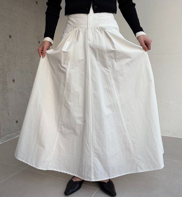  「【低身長サイズあり】切替コットンフレアスカート」|スカート|