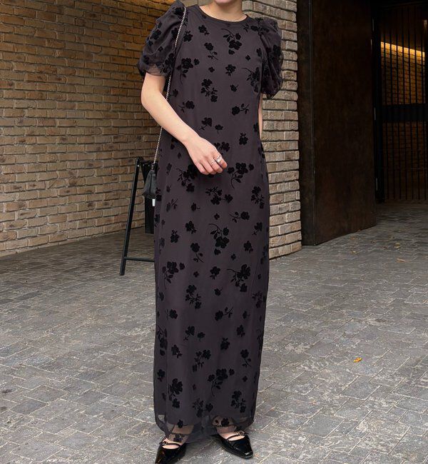  「【オケージョン/サイズ展開あり】フロッキーパフワンピース」|ワンピース|