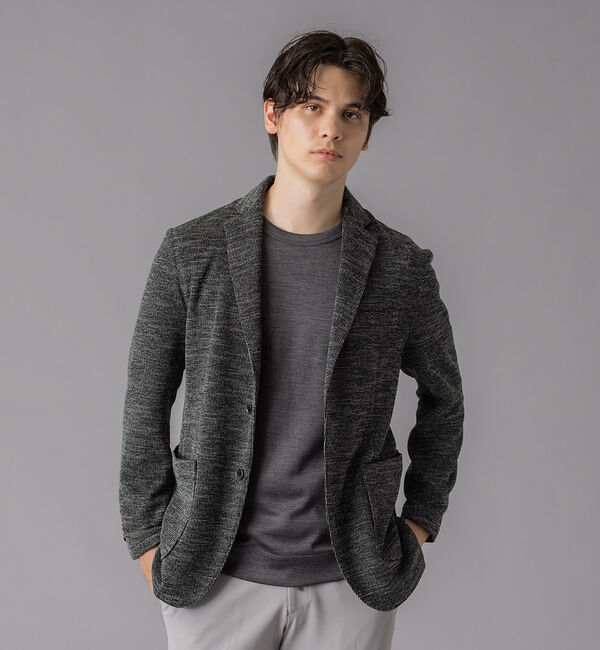 ABAHOUSE「ウールミックス ツイードライク ジャージージャケット」|その他|ブラック