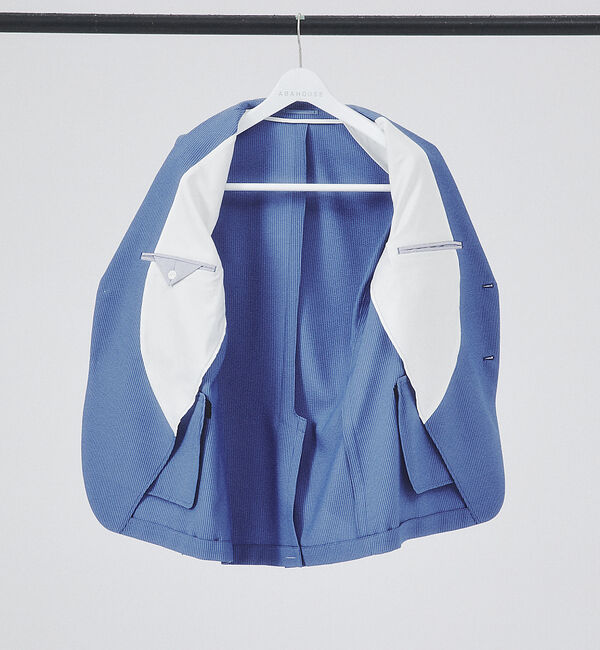 ABAHOUSE「【セットアップ対応/FLEX JACKET】クイックドライ シアサッカー ストラ」|テーラードジャケット|