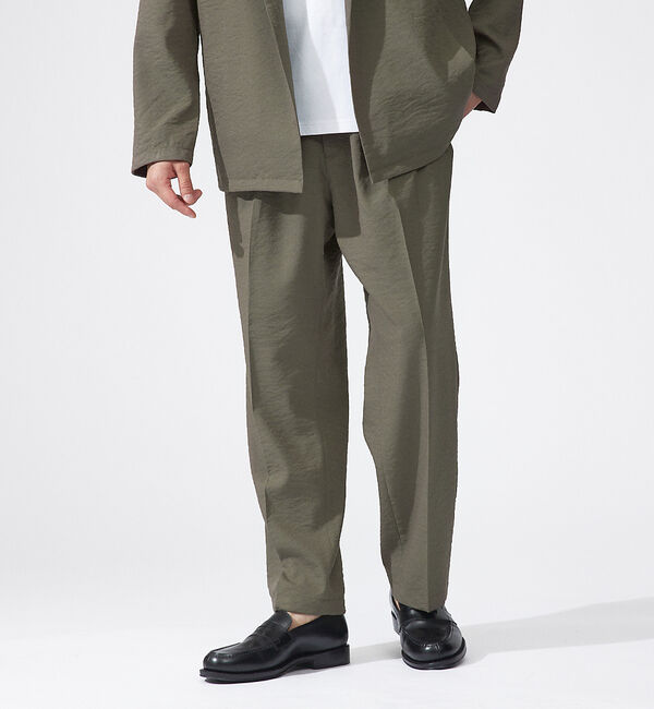 ABAHOUSE「【セットアップ対応】クレープ ストレッチ イージースラックス / ワイドパンツ」|その他|カーキ