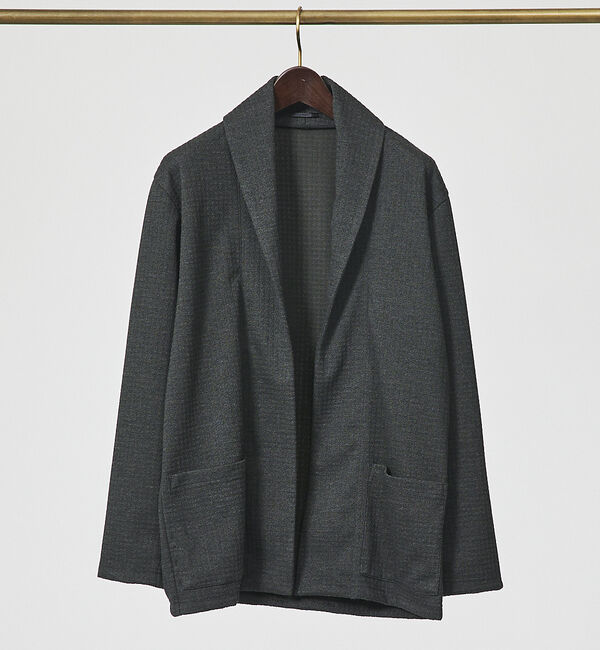 ABAHOUSE「【ボタンレス】千鳥柄フクレガジャガード　ショールカラー カーディガン」|カーディガン|