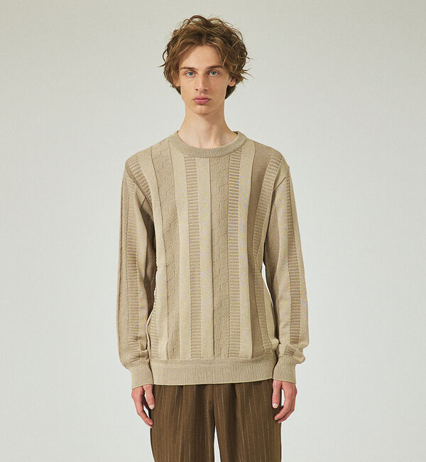 ABAHOUSE「ジオメトリック ストライプ プルオーバーニット」|ニット・セーター|