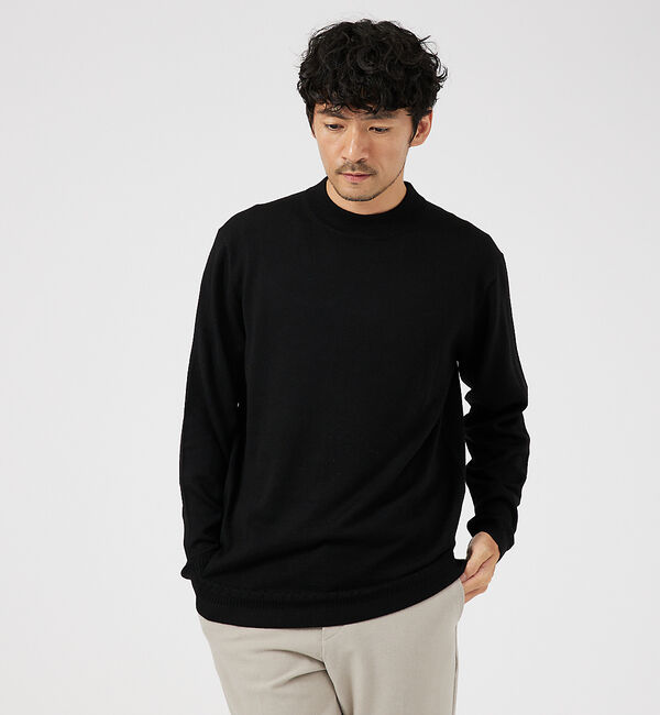 ABAHOUSE「【カシミアタッチ】Pure Merino ハイゲージモックネック ニット」|ニット・セーター|