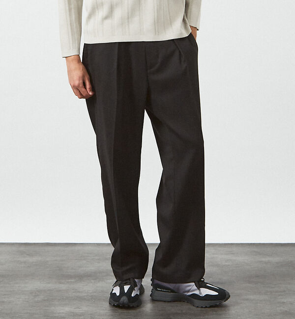 ABAHOUSE「ドレープ ウール インタック スラックス / ワイドストレート」|その他|ブラック