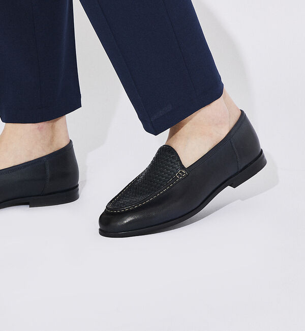 alfredoBANNISTER「レザーメッシュスリッポン」|スニーカー|ネイビー