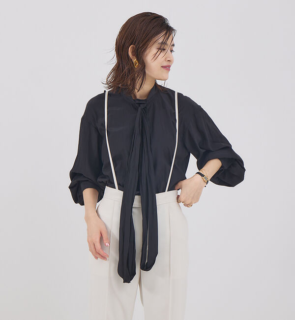 Rouge vif「割繊リボンデザインシャツ」|シャツ・ブラウス|ブラック
