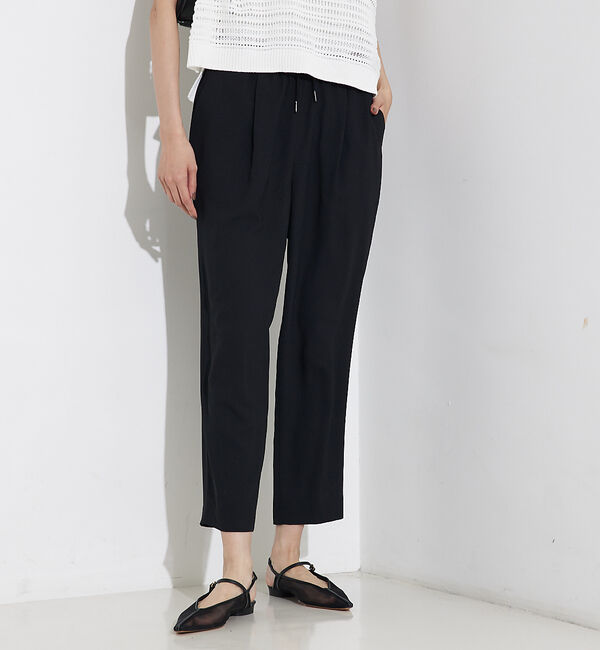 qualite「バックサテンジョーゼットパンツ」|その他|ブラック