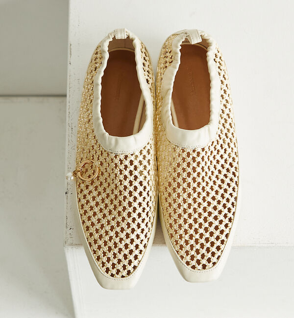 AU BANNISTER「パールチャーム付き メッシュフラットシューズ」|その他|アイボリー
