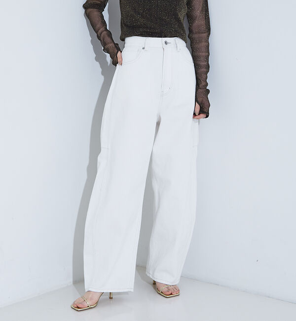 NOMINE「カーブデニム パンツ」|デニム|ホワイト