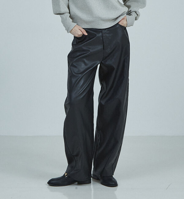 NOMINE「フェイクレザー カーブ パンツ」|その他|ブラック