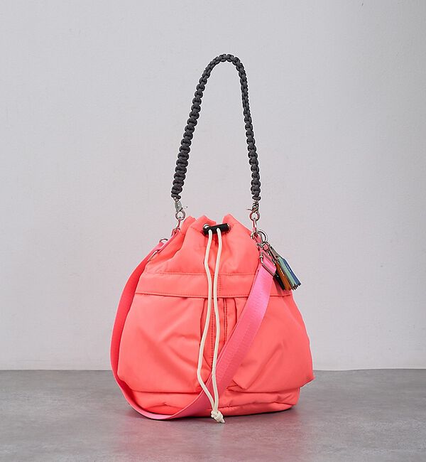 NOMINE「【cheek】kinchakucode 2WAY コードハンドル 巾着 トートバ」|ショルダー・メッセンジャー|ピンク